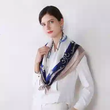 一米画纱 婉约江南中式真丝大方巾时尚印花舒适独特图案优雅百搭 桑蚕丝 丝巾 女款