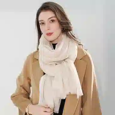 一米画纱 轻奢色织轻盈柔软亲肤细腻保暖外搭气质披肩高级感 山羊绒 绒线围巾 女款