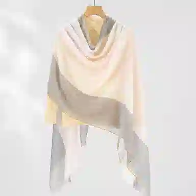 一米画纱 轻盈柔软舒适优雅时尚水溶色织格空调披肩户外保暖 绵羊毛 绒线围巾 女款