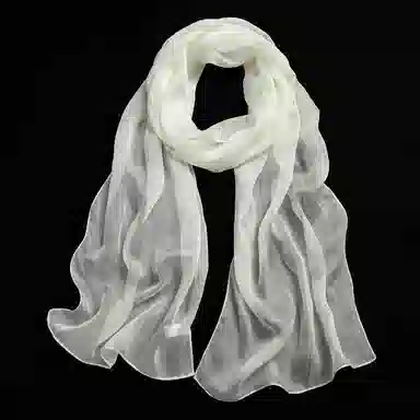 一米画纱 轻薄透气真丝雪纺窄长条长巾清新纯色简约百搭防晒拍照纱巾 桑蚕丝 丝巾 女款