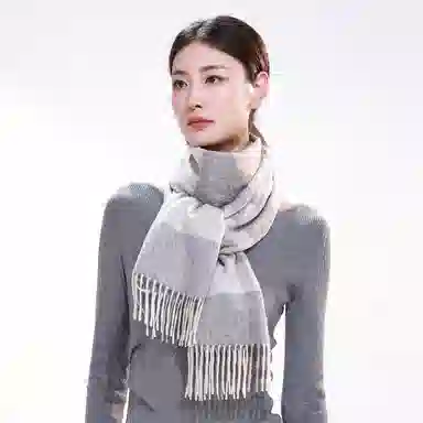 一米画纱 柔软触感经典格纹加厚保暖舒适格子条纹撞色流苏 山羊绒 绒线围巾 男女同款情侣款