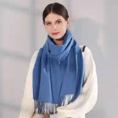 一米画纱 大气流苏加厚温暖时尚简约纯色暖糯亲肤围脖外搭保暖 山羊绒 绒线围巾 男女同款情侣款