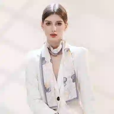 一米画纱 时尚百搭真丝双层喷绘飘带优雅气质长条领巾轻盈装饰 桑蚕丝 丝巾 女款