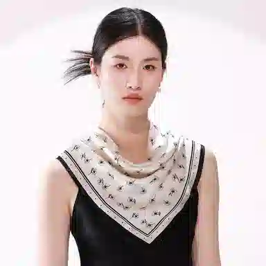 一米画纱 古典花卉雅韵国风真丝方巾旅游装饰素绸缎领巾搭配西装时尚出游 桑蚕丝 丝巾 女款