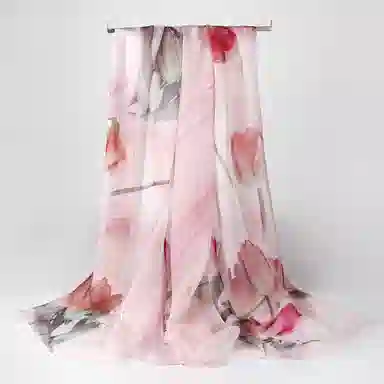 一米画纱 田园花卉轻盈飘逸中式浪漫雪纺真丝沙巾丝滑细腻披肩 桑蚕丝 丝巾 女款