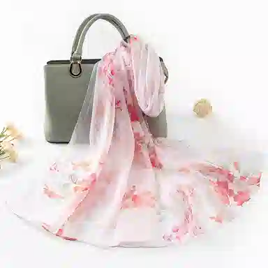 一米画纱 田园花卉轻盈飘逸中式浪漫雪纺真丝沙巾丝滑细腻披肩 桑蚕丝 丝巾 女款