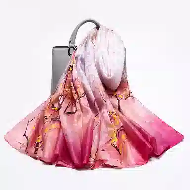 一米画纱 国风古典花卉真丝高级感提花浪漫色彩长巾外出轻盈飘逸披肩 桑蚕丝 丝巾 女款