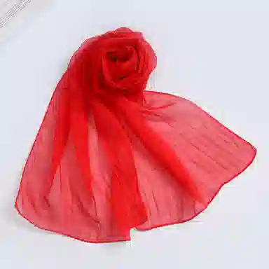 一米画纱 轻薄透气真丝雪纺窄长条长巾清新纯色简约百搭防晒拍照纱巾 桑蚕丝 丝巾 女款