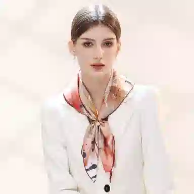 一米画纱 中式国风高雅山茶花系列斜纹中方巾双面西装领巾优雅 桑蚕丝 丝巾 女款