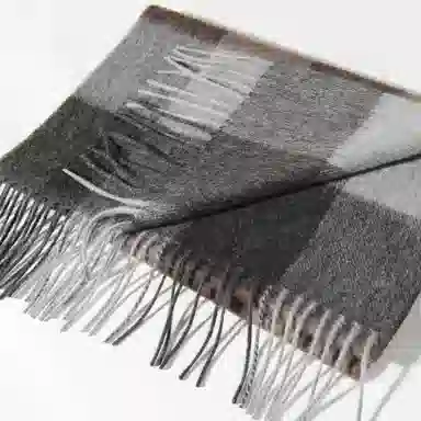 一米画纱 柔软触感经典格纹加厚保暖舒适格子条纹撞色流苏 山羊绒 绒线围巾 男女同款情侣款