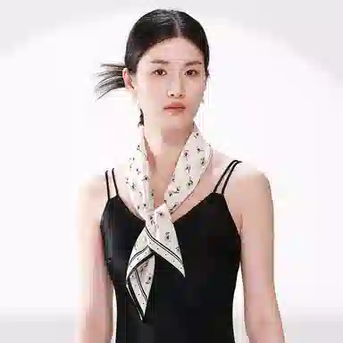 一米画纱 古典花卉雅韵国风真丝方巾旅游装饰素绸缎领巾搭配西装时尚出游 桑蚕丝 丝巾 女款