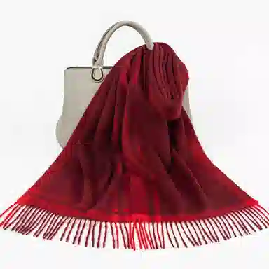 一米画纱 柔软触感经典格纹加厚保暖舒适格子条纹撞色流苏 山羊绒 绒线围巾 男女同款情侣款