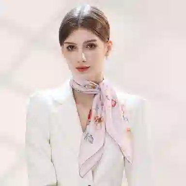 一米画纱 古典花卉雅韵国风真丝方巾旅游装饰素绸缎领巾搭配西装时尚出游 桑蚕丝 丝巾 女款