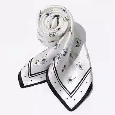 一米画纱 古典花卉雅韵国风真丝方巾旅游装饰素绸缎领巾搭配西装时尚出游 桑蚕丝 丝巾 女款