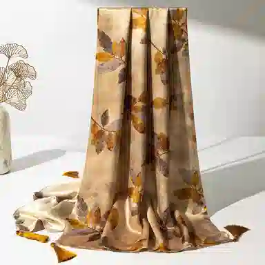 一米画纱 中式轻奢优雅古风时尚挂穗高级感喷绘奢魅系列精致女人味 桑蚕丝 丝巾 女款