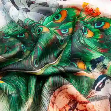 一米画纱 国风古典花卉真丝高级感提花浪漫色彩长巾外出轻盈飘逸披肩 桑蚕丝 丝巾 女款