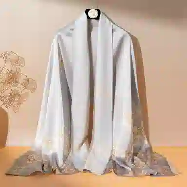 一米画纱 古典国风精致优雅迷梦迷情双层真丝高档气质长款披肩 桑蚕丝 丝巾 女款