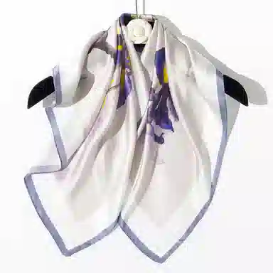 一米画纱 丝绸质感花卉图案国风印花真丝方巾踏青郊游装饰领巾拍照搭配 桑蚕丝 丝巾 女款