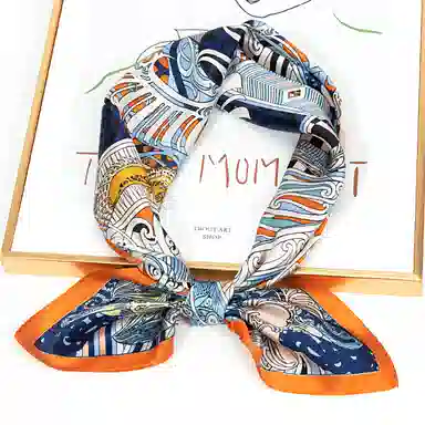 一米画纱 古典花卉雅韵国风真丝方巾旅游装饰素绸缎领巾搭配西装时尚出游 桑蚕丝 丝巾 女款