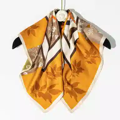 一米画纱 双面双色斜纹绸精致工艺喷绘真丝方巾优雅气质西装领巾 桑蚕丝 丝巾 女款