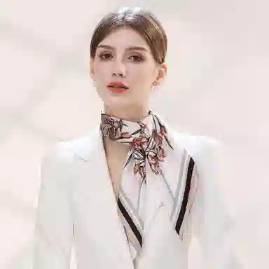 一米画纱 古典花卉雅韵国风真丝方巾旅游装饰素绸缎领巾搭配西装时尚出游 桑蚕丝 丝巾 女款