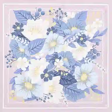 一米画纱 丝绸质感花卉图案国风印花真丝方巾踏青郊游装饰领巾拍照搭配 桑蚕丝 丝巾 女款