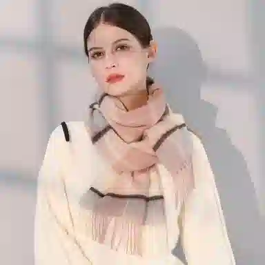 一米画纱 柔软亲肤长款加厚保暖时尚休闲气质格纹流苏潮流舒适 绵羊毛 绒线围巾 男女同款情侣款