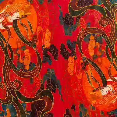 一米画纱 国风古典花卉真丝高级感提花浪漫色彩长巾外出轻盈飘逸披肩 桑蚕丝 丝巾 女款