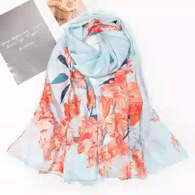 一米画纱 古典国风精致优雅迷梦迷情双层真丝高档气质长款披肩 桑蚕丝 丝巾 女款