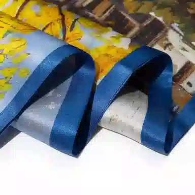 一米画纱 时尚百搭真丝双层喷绘飘带优雅气质长条领巾轻盈装饰 桑蚕丝 丝巾 女款