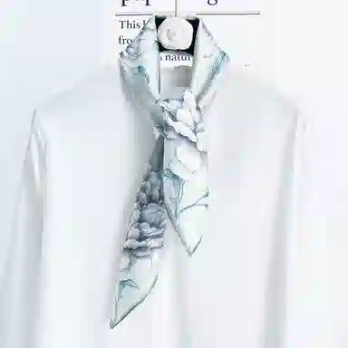 一米画纱 丝绸质感花卉图案国风印花真丝方巾踏青郊游装饰领巾拍照搭配 桑蚕丝 丝巾 女款