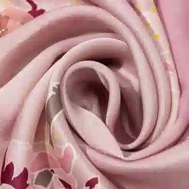 一米画纱 紫薇系列高级感立体花朵钉珠素绉缎旗袍外出中式印花 桑蚕丝 丝巾 女款