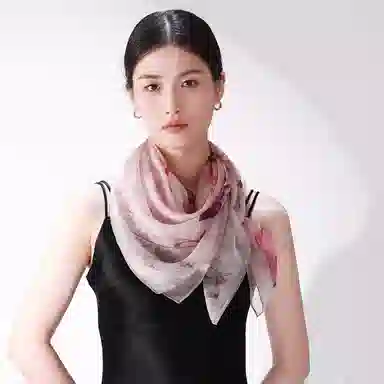 一米画纱 清新飘逸气质外搭披肩大方巾优雅亲肤外出真丝雪纺喷绘防晒 桑蚕丝 丝巾 女款