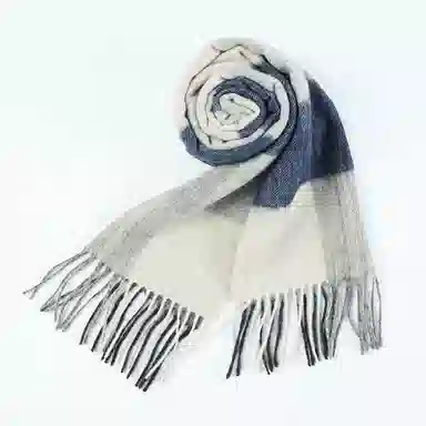 一米画纱 柔软亲肤长款加厚保暖时尚休闲气质格纹流苏潮流舒适 绵羊毛 绒线围巾 男女同款情侣款