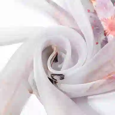 一米画纱 清新飘逸国风真丝雪纺喷绘沙巾气质仙仙花卉印花旅游拍照 桑蚕丝 丝巾 女款