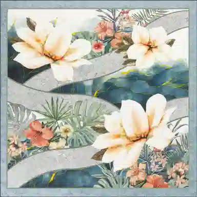 一米画纱 中式国风高雅山茶花系列斜纹中方巾双面西装领巾优雅 桑蚕丝 丝巾 女款