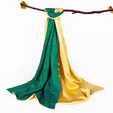 一米画纱 中式国风高级复古盘扣双面提花双层真丝长巾奢华两用 桑蚕丝 丝巾 女款