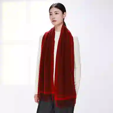 一米画纱 柔软触感经典格纹加厚保暖舒适格子条纹撞色流苏 山羊绒 绒线围巾 男女同款情侣款