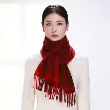 一米画纱 柔软触感经典格纹加厚保暖舒适格子条纹撞色流苏 山羊绒 绒线围巾 男女同款情侣款