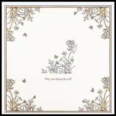 一米画纱 丝绸质感花卉图案国风印花真丝方巾踏青郊游装饰领巾拍照搭配 桑蚕丝 丝巾 女款