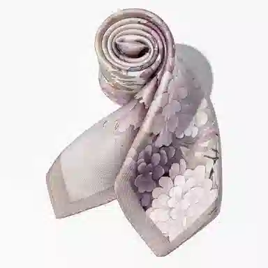 一米画纱 优雅中式花朵图案精致真丝材质高品质斜纹绸印花方巾如画系列 桑蚕丝 丝巾 女款