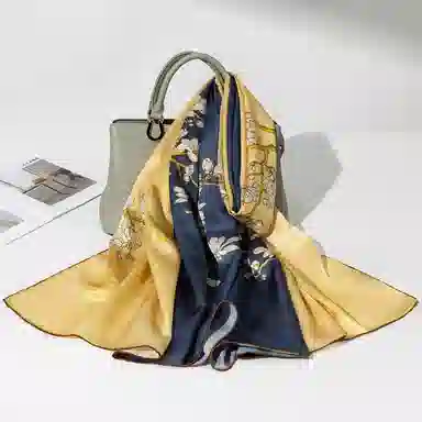 一米画纱 轻奢古典清新国风优雅印花奢靡系列气质旗袍 桑蚕丝 丝巾 女款