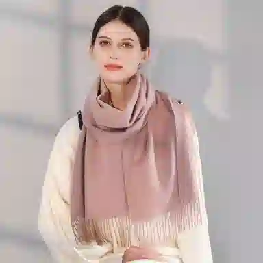 一米画纱 大气流苏加厚温暖时尚简约纯色暖糯亲肤围脖外搭保暖 山羊绒 绒线围巾 男女同款情侣款