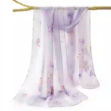 一米画纱 田园花卉轻盈飘逸中式浪漫雪纺真丝沙巾丝滑细腻披肩 桑蚕丝 丝巾 女款