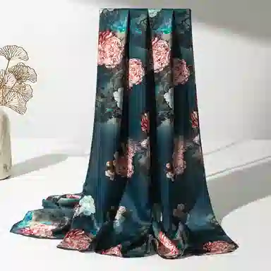 一米画纱 古典国风精致优雅迷梦迷情双层真丝高档气质长款披肩 桑蚕丝 丝巾 女款