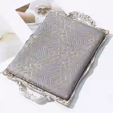 一米画纱 中式国风高级复古盘扣双面提花双层真丝长巾奢华两用 桑蚕丝 丝巾 女款