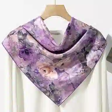 一米画纱 中式古典花园系列复古花萝方巾外搭出游气质国风双面双色 桑蚕丝 丝巾 女款