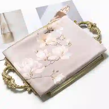 一米画纱 丝绸质感花卉图案国风印花真丝方巾踏青郊游装饰领巾拍照搭配 桑蚕丝 丝巾 女款