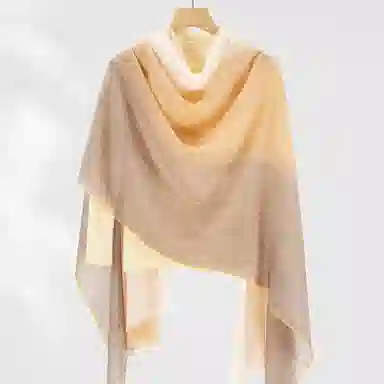 一米画纱 轻盈柔软舒适优雅时尚水溶色织格空调披肩户外保暖 绵羊毛 绒线围巾 女款