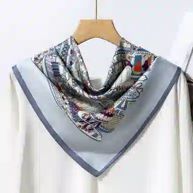 一米画纱 双面双色斜纹绸精致工艺喷绘真丝方巾优雅气质西装领巾 桑蚕丝 丝巾 女款